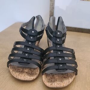 BareTraps Black Strappy Cork Footbed Sandals